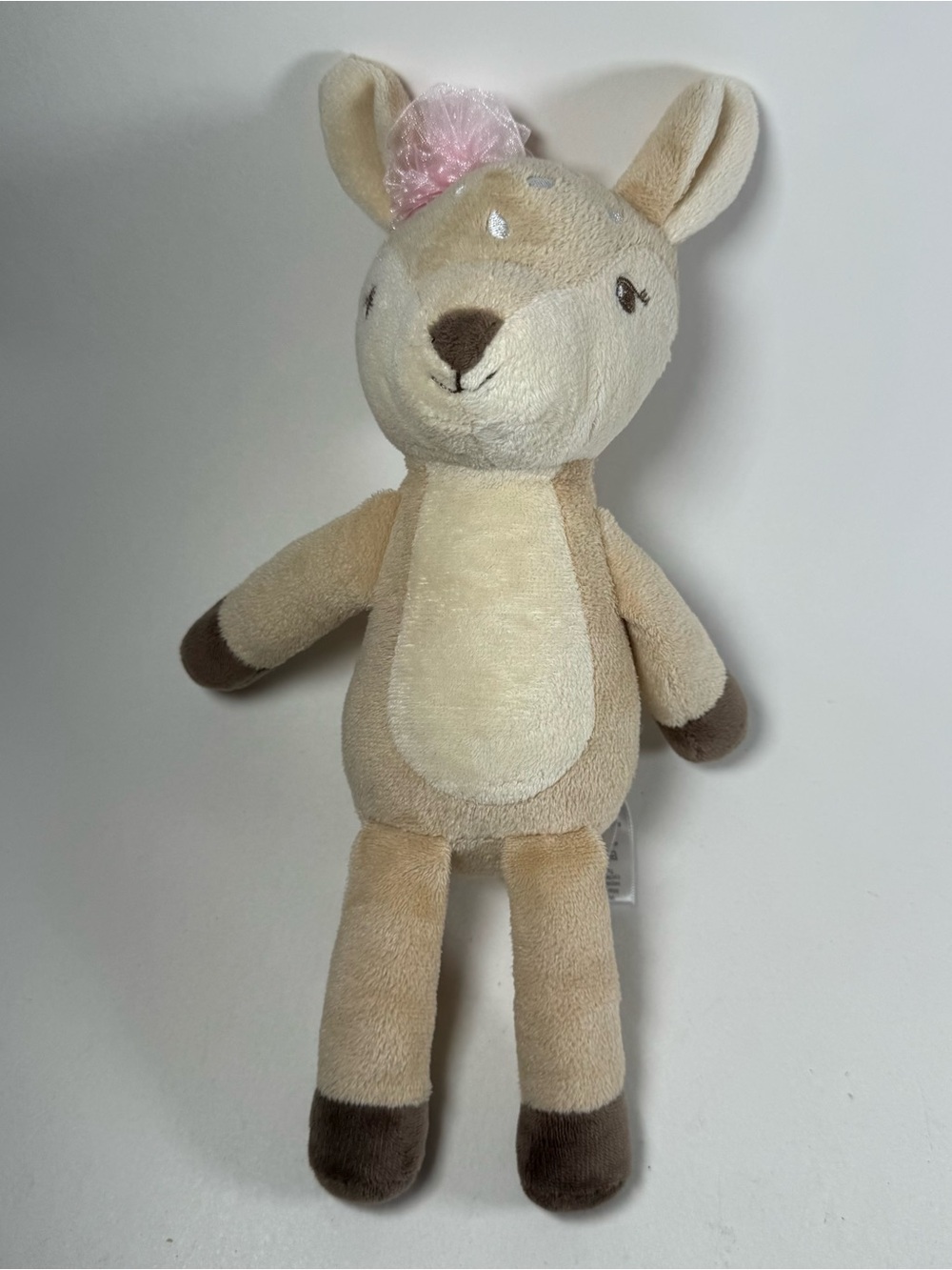 HB Baby Vision Plush 2018 Fawn Deer 7" Beige Brown Pink Bow Stuffed Animal Toy